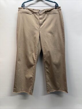 J Jill Denim Pants Women’s Sz 22 Wide Leg High Rise Ankle Beige Tan Stretch